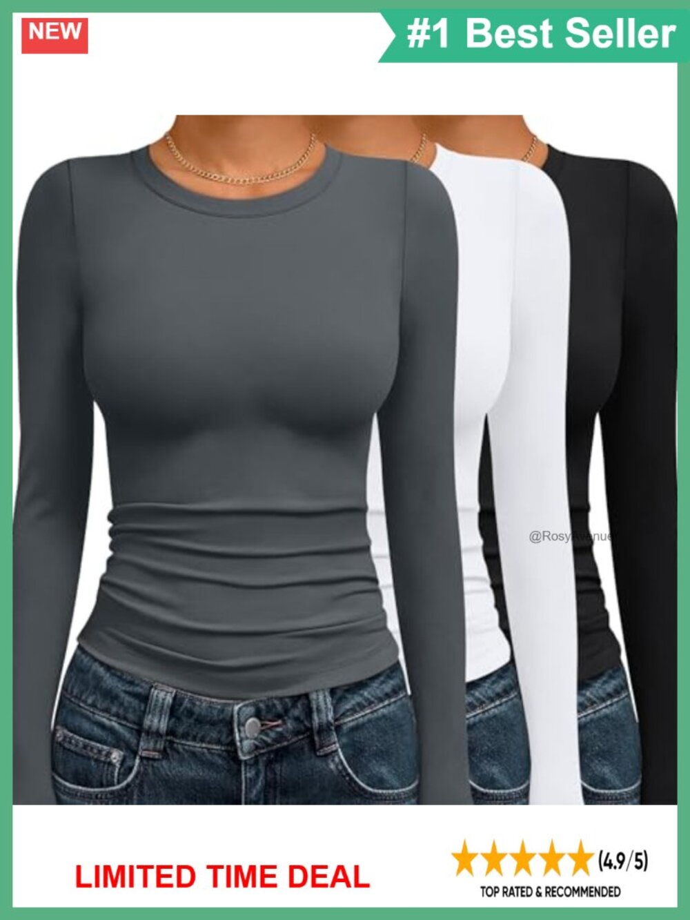 Women's Long Sleeve Compression Tops Slim Fit Crew Neck Workout Shirts